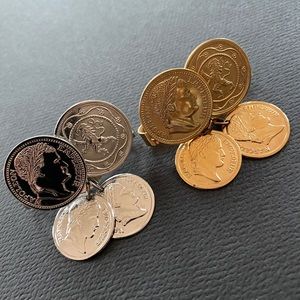 Vintage Sarah Coventry tie clip scarf Clip Napoleon coin Gold and Silver pair